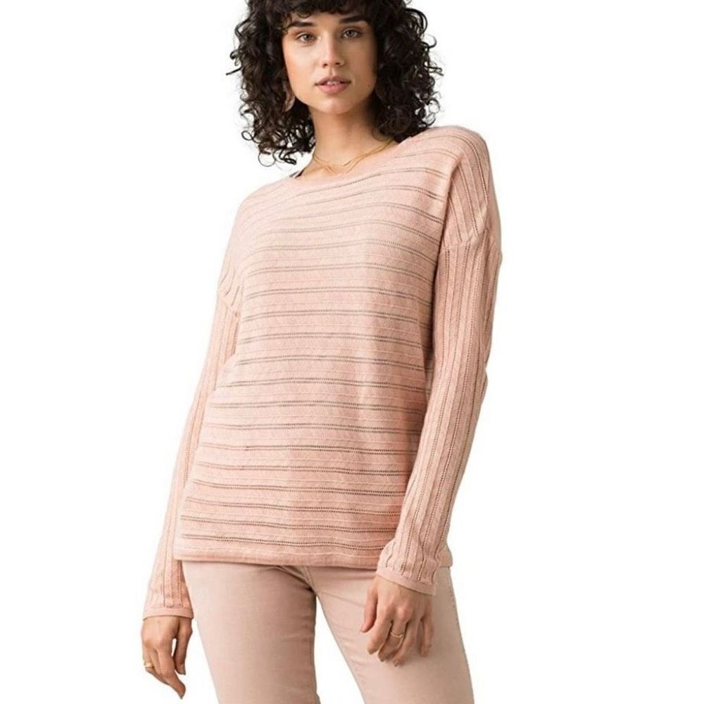 Prana Light Pink Scoop Neck Ribbed Sweater